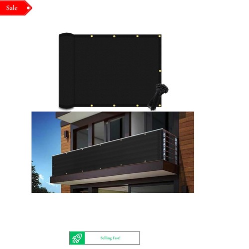2x6m black balcony privacy - black,